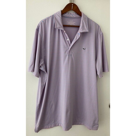 Vineyard Vines Mens Polo Shirt Extra Large Pink Blue Performance Golf Stretch - Picture 1 of 7